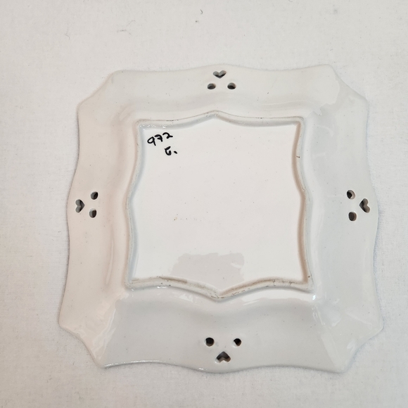 Neuwirth Pineapple square plate platter blue white perforated edge detail heart - Picture 7 of 9